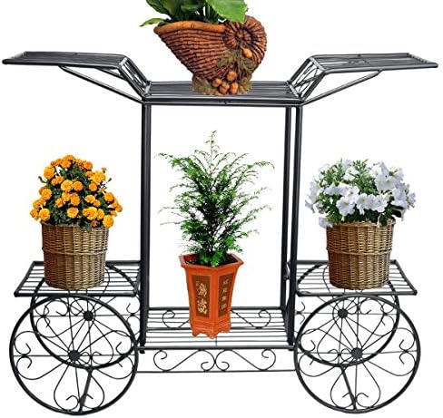 Tongyin Wrought iron Flower Pot Plant Stands Bonsai Pot Rack Sitting Room Balcony 6 TIER (Black)