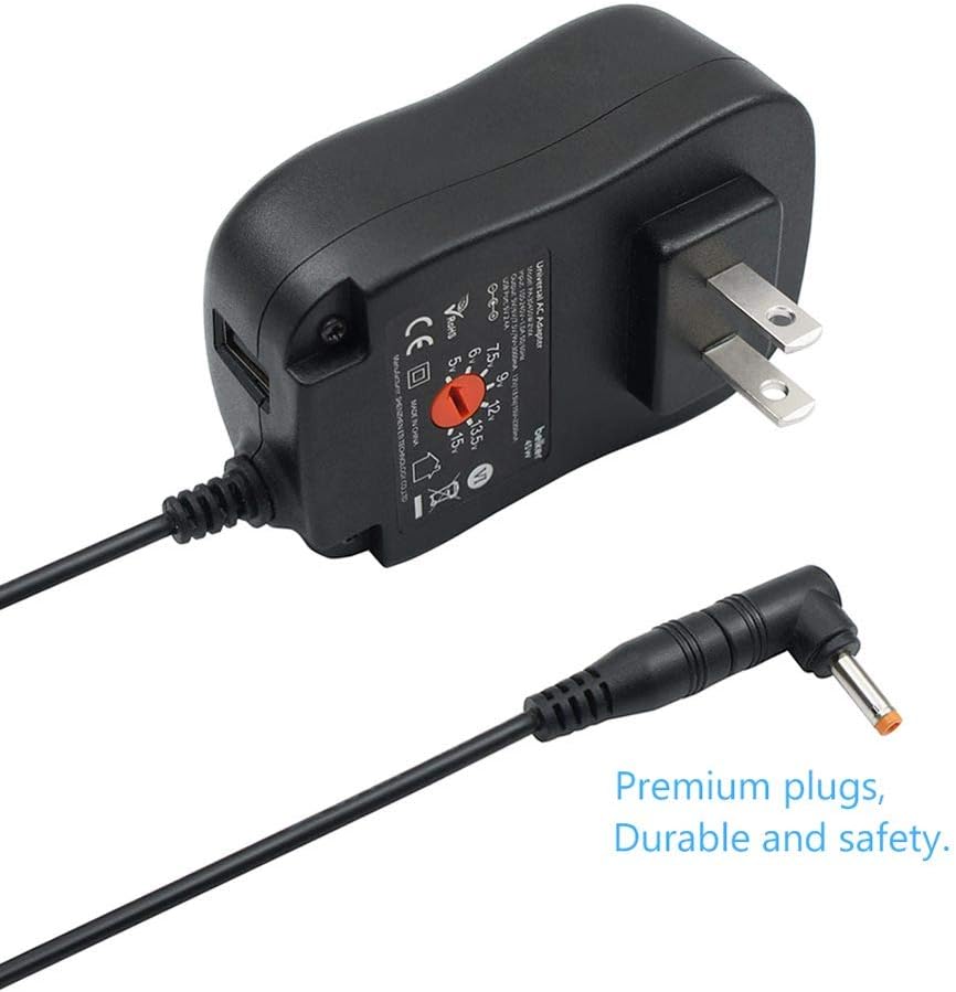 Belker 45W 5V 6V 7.5V 9V 12V 13.5V 15V Universal AC DC Power Supply Adapter for Household Electronics LED Light Strip - 1A 2A 3A 3000mA Amp - Fast USB Charging Port 5V 2A 2.4A: Electronics