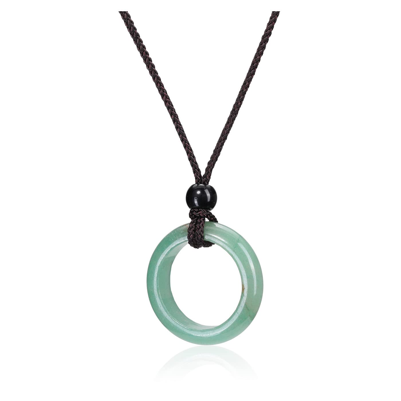 Jovivi Healing Crystal Pendant Necklace Women Natural Green Aventurine Crystals Gemstones Quartz Round Stone Cord Necklace Adjustable Jewellery Gifts Men