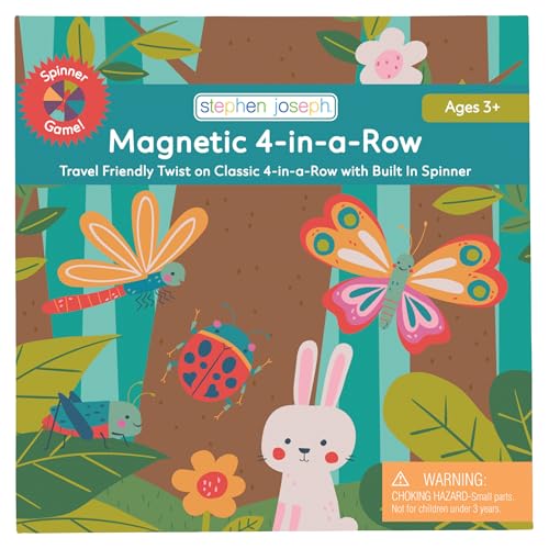 Stephen Joseph, Magnetic 4 in a Row Play Set – Screen-Free Pretend Play Magnetic Case, Ideal for Ages 3+ – Travel Game for Kids, Magnetic On The Go Activity Set, Garden