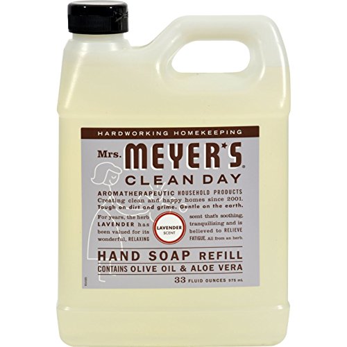 MRS. MEYER’S CLEAN DAY Liquid Hand Soap Refill, Cruelty Free and Biodegradable Formula, Lavender Scent, 33 oz