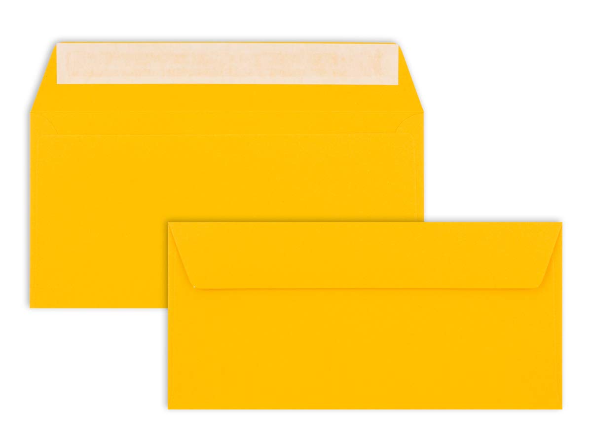 "FarbenFroh by GUSTAV NEUSER" 50 envelopes DIN long honey yellow 110 g/m² 11 x 22 cm very dimensionally stable self-adhesive quality brand: FarbenFroh by GUSTAV NEUSER