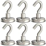 GREATMAG Magnetic Hooks, 80 lbs Heavy Duty Magnet Hooks, Super Powerful Neodymium Magnets for Hanging, 1.26 Inches Diameter, Pack of 6