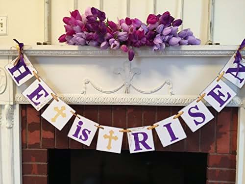 Amazon.com: Easter Decoration - HE is RISEN Banner- Religious Easter Banner- Easter Garland  Amazon.com: Easter Decoration - HE is RISEN Banner- Religious Easter Banner- Easter Garland