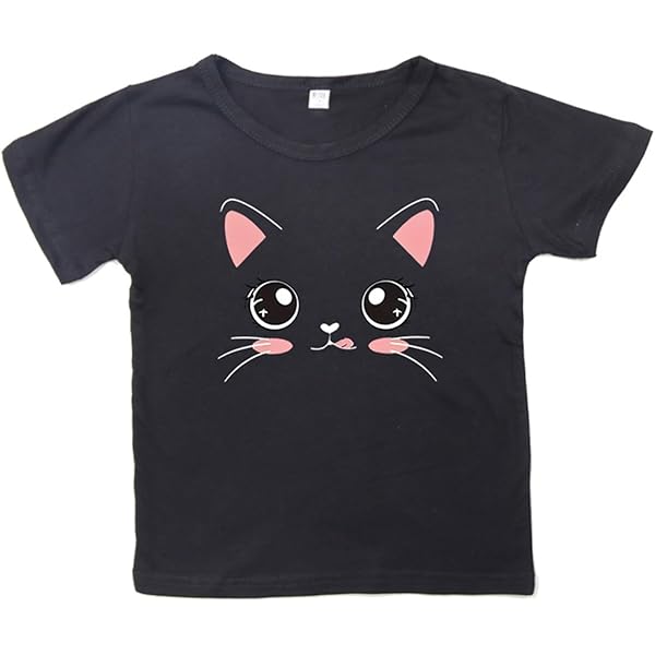 トップス CAT PRINTED TEE(BLACK, 38) Amazon.com: Tops for Teenagers Girls Girls Summer Loose