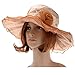 Vbiger Women Floral Pattern Chiffon Layer Kentucky Derby Wide Brim Hat (Brown)