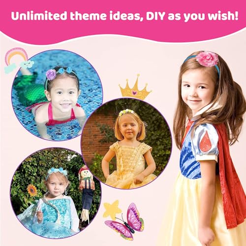 Kit de Fabricación de Diademas para Niñas, Haz Tus Propias Diademas de Moda de 10 Piezas, Set de Accesorios para el Pelo DIY, Juegos de Manualidades Juguetes Regalo Cumpleaños para Niñas de 4 a 10 Años