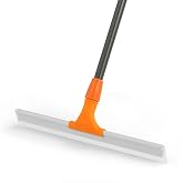 CLEANHOME Silicone Floor Squeegee for Shower &amp; Tile with Long Handle | Heavy-duty silicone blade removes water, pet hair &amp; debris from tile, glass, garage floors. Adjustable long handle.