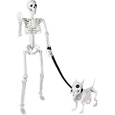JETEHO 3 FT Human and Dog Skeleton Halloween Decor with Movable Joints | 3 FT, Posable, Full Body, Movable Joints, Halloween Skeleton Dog, Indoor Ourdoor Uses, Skeletons Halloween Decorations