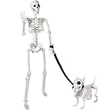 JETEHO 3 FT Human Skeleton Halloween Decor with Dog