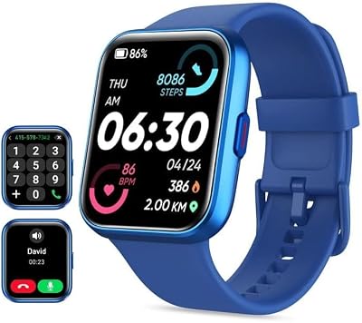 Smart Watch for Women Android & iPhone, Alexa Built-in, 1.8" Touch Screen Fitness Tracker with Answer/Make Calls, IP68 Waterproof Heart Rate/Sleep/SpO2 Monitor, Pedometer, 100+ Sport Modes, Dark Blue