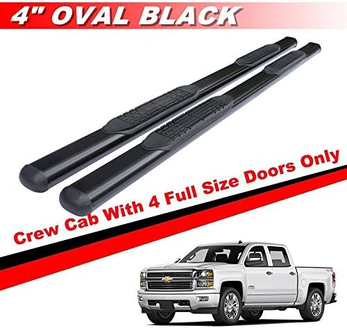 Mifeier 4" Black Side Steps Nerf Bars Running Boards +Brackets For 07-18 Chevy Silverado/GMC Sierra 1500/2500HD/3500HD New Body Style Crew Cab(No Diesel)