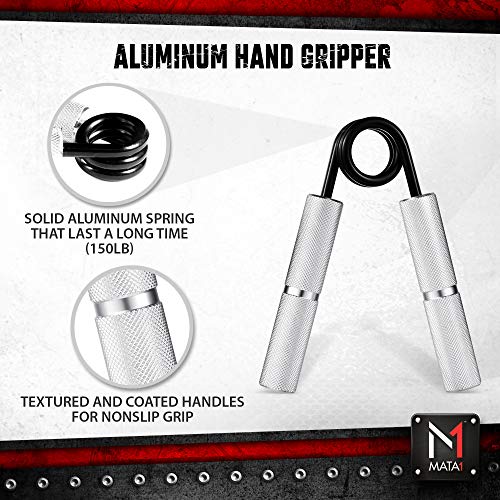 Mata1 Grip Strength Trainer (Silver, 150 lb. Resistance, 1 Pack), Hand Grip Strengthener, Forearm Grip Workout, Metal Hand Gripper, Forearm & Finger Exerciser, Hand Grip Strength Trainer - Thumbnail 2