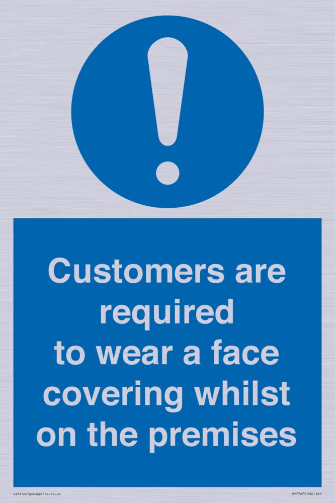 Customers are required to wear a face covering whilst on the premises Sign - 200x300mm - A4P