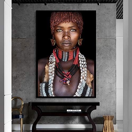 liwendi Black African Woman Oil Painting Canvas Posters And Prints Scandinavian Wall Art Living Room 40 * 50Cm