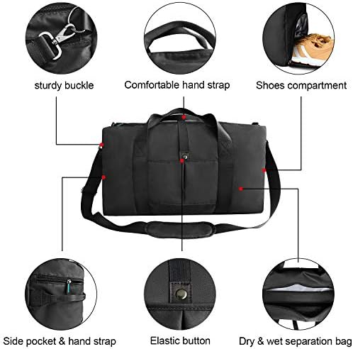 41L Sports Gym Bag with Shoes Compartment and Wet Pocket, 21" Travel Duffle Bag for Men and Women 3 41L Sports Gym Bag with Shoes Compartment and Wet Pocket, 21" Travel Duffle Bag for Men and Women