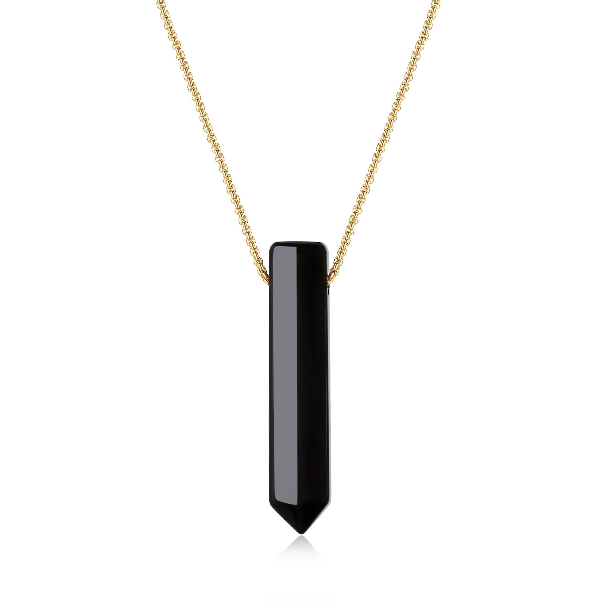 COAI Hexagonal Pointed Necklace: Black Obsidian for Women