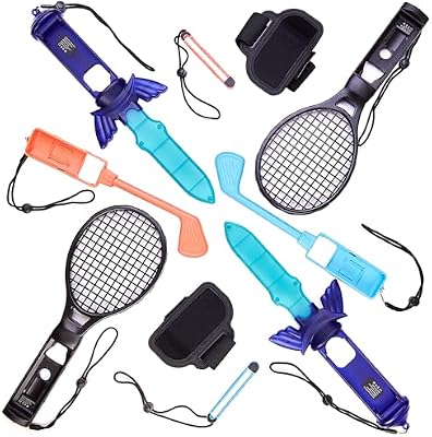 Offizielles Switch 2 Mega Sportpaket – 10-in-1 Joy-Con Zubehörset – Golfschläger, Tennisschläger, Schwerter, Hand- & Beinbänder
