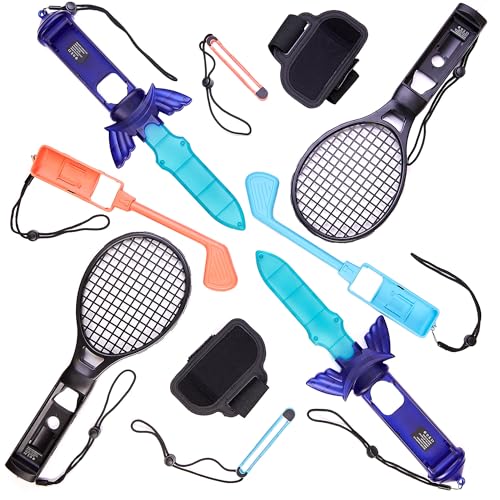 Offizielles Switch 2 Mega Sportpaket – 10-in-1 Joy-Con Zubehörset – Golfschläger, Tennisschläger, Schwerter, Hand- & Beinbänder
