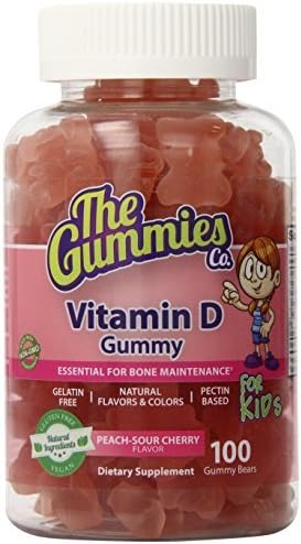 The Gummies Co Vitamin D for Kids for Strong Bones, Peach-Sour Cherry, 100 Count by The Gummies Co