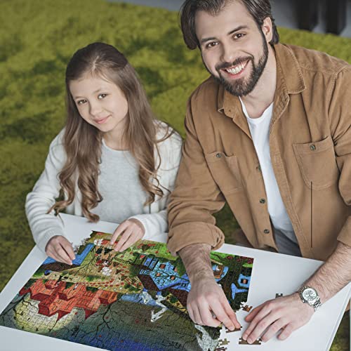 Halloween Haunted Castle 500 Pieces Jigsaw Puzzles for Adults, Halloween Decoration for Family Party Holiday