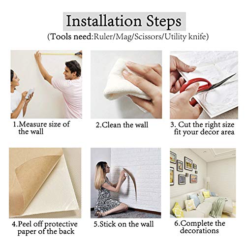 Arthome White Brick 3D Wall Panels Peel and Stick Wallpaper for Living