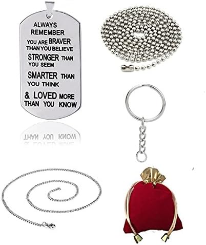 Always Remember You Are Braver Than You Believe Necklace Keychain Keyring Inspirational Gifts