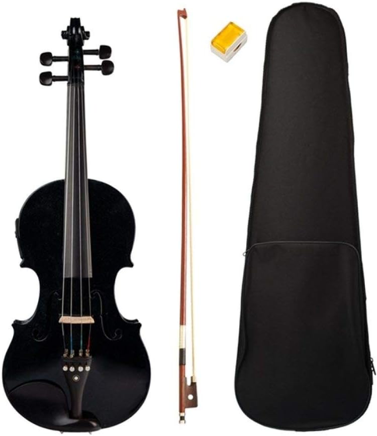LOIKHGV 4/4 Full-Size Violin Violin Sound and Electric Violin Solid Wood Body Ebony Accessories Black Electric Violin,Black