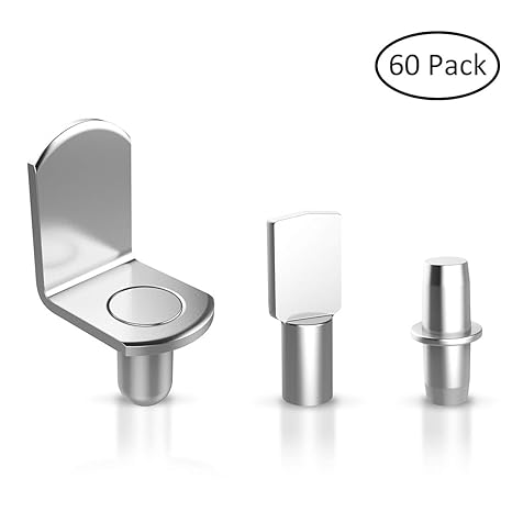 YoungRich 60 Pack Regalträger Stützen Edelstahl Durable 5 mm in 3 Styles für Schrank Bücherregal Support