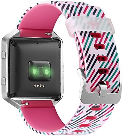 SKYLET Compatible with Fitbit Blaze Bands with Frame, Soft Silicone Replacement Printed Floral Wristband Compatible with Fitbit Blaze Smart Watch Bracelet (No Tracker)