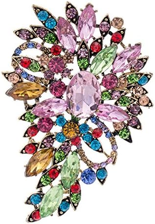 Multicolor Rhinestone Brooch Women Jewelry Broaches Pins Flower Wedding Bouquet Birthday Gifts 4080