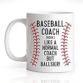 Gkodw Baseball Coach Funny 11oz Double-Sided Ceramic Mug, Coffee Mug for Player Sport Enthusiasts Father, Baseball Coach Appreciation Thank You Birthday Retirement Gifts