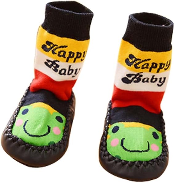 Amazon Co Jp かわいい幼児の赤ちゃん滑り止めスリッパ床靴下子供靴靴下1ペア カエル 服 ファッション小物
