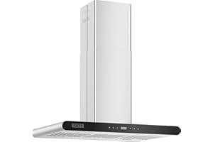 Empava Ducted/Ductless Island Range Hood 36 Inch, Ceiling Mount Kitchen Stove Vent with 400 CFM Dual-Sided Touch Control, 3 Speeds, 4 LED Lights, Stainless Steel (Charcoal-Filter Sold Separately)