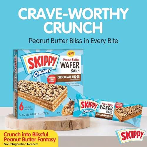 SKIPPY CREAMY PEANUT BUTTER AND CHOCOLATE FUDGE WAFER SNACK BAR, 1.3 OZ (36G)/BAR 6 CT