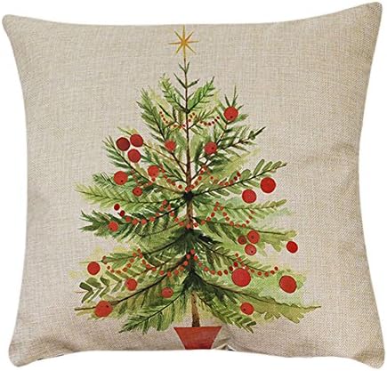 Pillowcases JUNNEY Christmas Tree Printing Dyeing Sofa Bed Home Decor Pillow Cover Cushion Cover(45cm45cm ) (C)