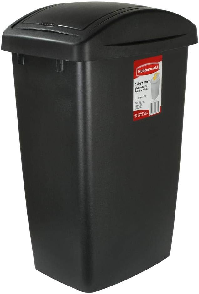 Rubbermaid FG280300BISQU Dual-Action Swing Lid Trash Can for Home, Kitchen, and Bathroom Garbage, 11.25 Gallon, Off-White Bisque, 45-quart, Tan: Home & Kitchen