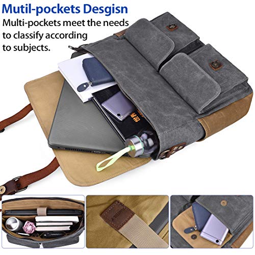 image for NUBILY Laptop Messenger Bag for Men 15.6 Inch Waterproof Vintage Waxed