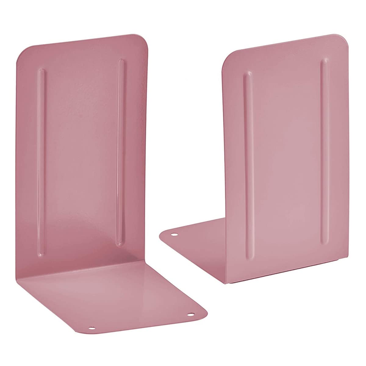 Acrimet Metal Bookends, Non-Skid Book Stand for Shelves, Heavy Duty Book Stopper, 17,5 cm H x 10 cm W x 11,5 cm D, Pink, 1 Pair