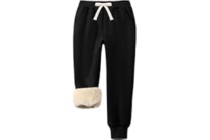 Flygo Boys Girls Fleece Pants Sherpa Lined Sweatpants Athletic Joggers Winter Warm Unisex Kids Active Pull-On Pants