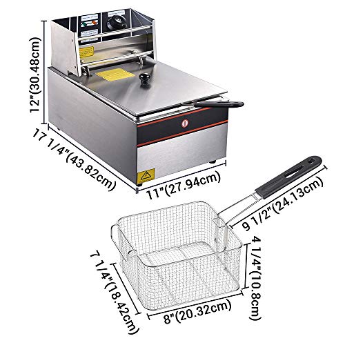 2500W 12L Commercial Electric Countertop Stainless Steel Deep