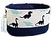 LANGYASHAN Oval Storage Basket Collapse Canvas Fabric Cartoon Storage Bin with Handles for Organizing Home Kitchen Boys and Girls Toy Office Closet Shelf Baskets (Dinosaur)