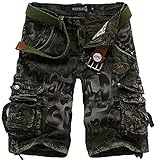 Mrignt Mens Casual Slim Fit Cargo Camouflage Shorts(No Belt)