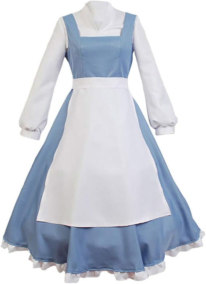 Beauty And The Beast Belle Blue Maid Dress Women Halloween Cosplay Costume Specialty Costumes Reenactment Theater