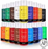 Acrylic Paint Set by Color Technik, Artist Quality, Large Set - 18x59ml (2-Ounce) Bottles, Best Colors for Painting Canvas, Wood, Clay, Fabric, Nail Art & Ceramic, Rich Pigments, Heavy Body, Gift Box