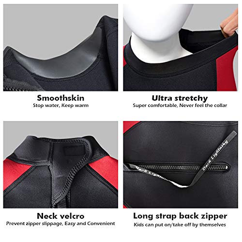 image for dark lightning Kids Wetsuit for Boys and Girls, 3mm Shorty Neoprene Th