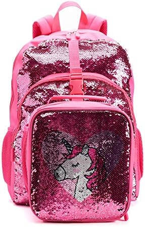 Kids Flippable Sequins"I Love Unicorns" Backpack & Lunch Bag Set