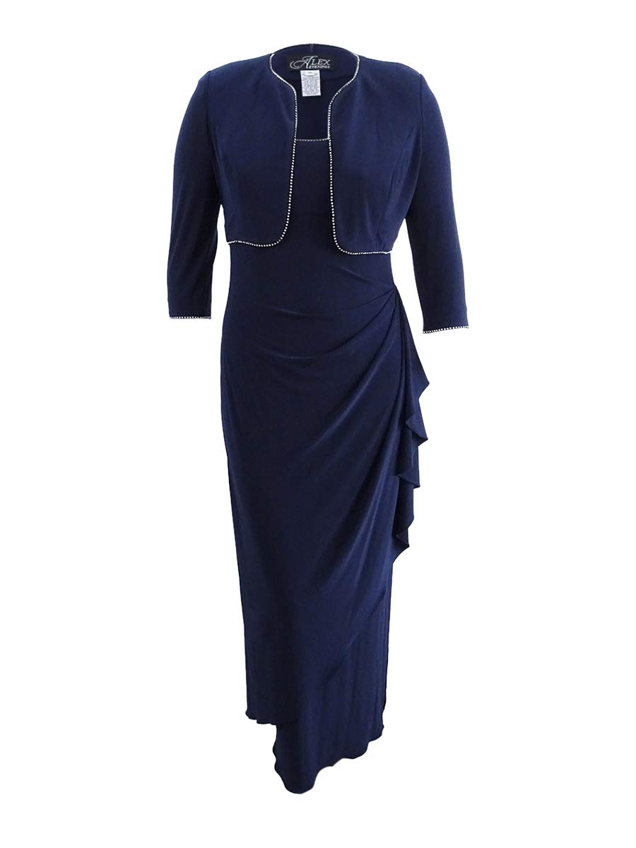 Ruched Dress with Rhinestone Trim Bolero Jacket