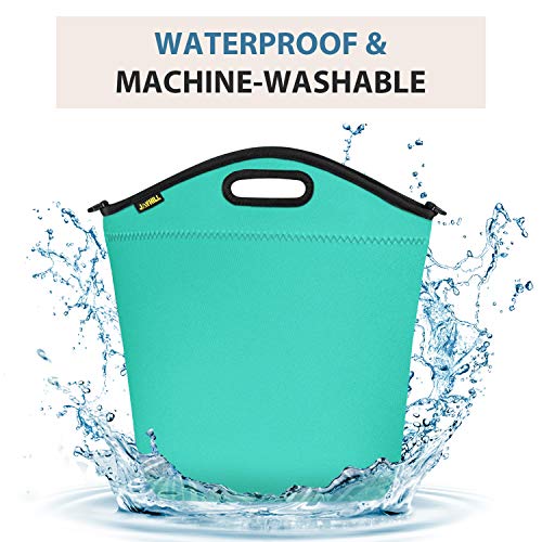 Large Neoprene Lunch Bag for Women Adults, 14" x 14" x 5.5" Insulated Big Lunch Tote Box Reusable Lunch bag for Work Office Outdoors Travel (Green) - Thumbnail 3