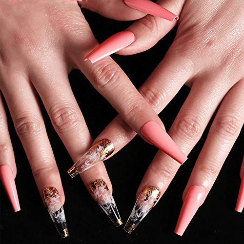 Feilisa Coffin Fake Nails Clouds Long Press On Nails Full Cover Moon Luxury Cute False Nails Tips Acrylic Nails For Women And Girls 24pcs Pink Glitter Design Pricepulse